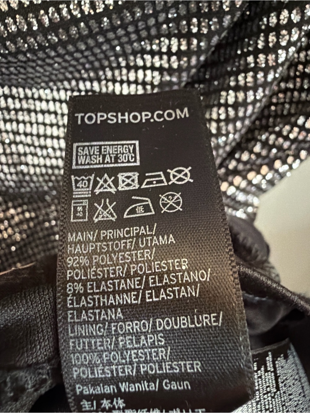 Topshop Silver Metallic Shimmer Cowl Neck Mini Slip Dress US 2 Y2K Party Club - Picture 8 of 9
